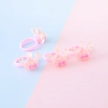 Anelli a corona rosa glitterati per bambine con piccoli fiocchi e fasce regolabili - Corona Fiocco Rosa