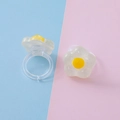 Cute children's transparent resin rings with yellow flower and glitter details - Flower