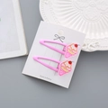Lot de deux barrettes à cheveux roses motif crème glacée pour filles sur carte - Style Cône Arc-en-ciel Rose / Glace Rose