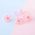 Anelli in resina a fiore rosa traslucido con glitter per bambine con fascia regolabile - Stile Fiore Rosa