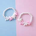 Set de pulseras de mariposa de acrílico de colores con dijes florales para niñas - Pulsera