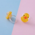 Anelli a forma di papera in resina gialla con glitter e fasce in plastica trasparente - Anatra