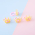 Anelli a corona dorati trasparenti con glitter e cuori rosa per bambine, 4 pezzi - Corona Cuore Giallo
