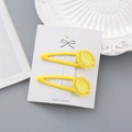Barrettes à cheveux citron jaune pour filles, lot de deux pinces à cheveux BB - Citron