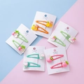 5-set cute cartoon strawberry rabbit hair clips for kids on pink blue background - Multi-color