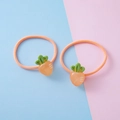 Set van twee elastische oranje haarbanden met schattige wortelbedeltjes van hars - Wortel Stijl