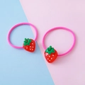 Set van twee aardbeien elastiekjes met roze elastische banden voor meisjes - Aardbei Stijl