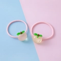 Roze elastische haarelastiekjes set met schattige 3D hars perzik hanger voor meisjes - Perzikstijl