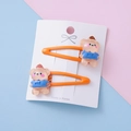 Set di due fermagli per capelli arancioni con teneri orsetti in resina per bambine - Orso Blu