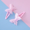 Niedliche rosa Pailletten-Schmetterling-Haarspangen für Mädchen mit BB-Clip-Basis - Rosa Schmetterling