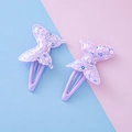 Zweiteiliges Set lila Schmetterlings-Haarspangen mit Pailletten und BB-Clips für Mädchen - Violetter Schmetterling
