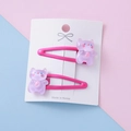 Set di fermagli per capelli a forma di orso rosa per bambine su cartoncino bianco - Orso Viola