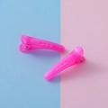 Set of two translucent neon pink jelly alligator hair clips for children's DIY accessories - Jelly Rose Red