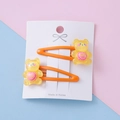 Set di due graziose mollette per capelli a forma di orsetto in resina arancione su carta - Orso Giallo