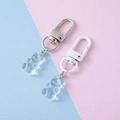 Pair of creative candy-colored resin bear pendants with white and silver lobster clasps - Painted Clasp / White