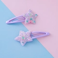 Niedliches Set aus zwei lila glitzernden Stern-Haarklammern mit Pailletten für Kinder - Lila Stern