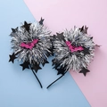 Halloween Haarreif Set mit silbernen Lametta Kugeln und rosa Glitzer Fledermäusen - Fledermaus-Stil