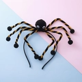 Cerchietto ragno per Halloween con corpo in peluche nero e zampe a strisce glitterate oro - Nero e Oro