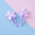 Set mit niedlichen lila Pailletten-Blumen-Haarclips für Mädchen mit Glitzer-Details - Lila Glitzer Blume