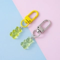 Cute resin gummy bear keychain charms in yellow and pale green colors with lobster clasp - Painted Clasp / Yellow