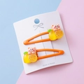 Set di fermagli per capelli arancioni con orsetto e fetta di arancia per bambine - Orsetto Limone