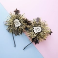 Halloween ghost headbands with gold fringe and stars on pink and blue background - Ghost Style 1