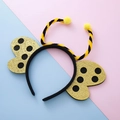 Serre-tête abeille avec antennes en peluche noir et jaune et ailes dorées à paillettes - Abeille (Jaune) / Jaune