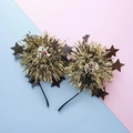 Festive gold glitter balls and brown star headband for holiday party costumes - Ghost Style 2