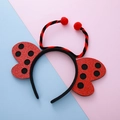 Serre-tête coccinelle mignon avec ailes à paillettes et pompons pour fêtes d'enfants - Coccinelle (Rouge) / Rouge