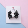 Fermaglio per capelli a fiocco in rete nera con paillettes e simpatico cartone - Gatto