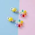 Rainbow resin sunflower clip-on earrings for kids with yellow non-pierced round clips - Geometric Floral