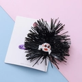 Halloween purple clips with black fringe pom pom and cute cartoon skull ornament - Skull