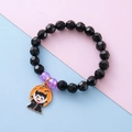 Beaded Halloween bracelet for children with black faceted beads and vampire charm - Vampire (Pumpkin Ghost)