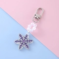 Iridescent purple resin snowflake keychain with frosted beads and silver lobster clasp - Purple