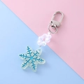 Light blue snowflake keychain with purple beads and silver metal clasp on pastel background - Blue 2#