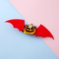 Halloween pumpkin hair clip with red felt bat wings and golden star decoration - Pumpkin 3