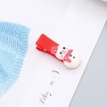 Detalle de la pinza para el pelo de muñeco de nieve navideño con lazo rojo y detalles - Pinza Muñeco de Nieve