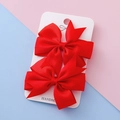 Lot de barrettes à cheveux avec nœud en ruban gros-grain rouge pour filles - Rouge Foncé