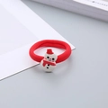 Primer plano de un coletero rojo de toalla con un muñeco de nieve 3D para Navidad - Goma Muñeco de Nieve