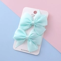 Barrettes à nœuds faites main en ruban gros-grain bleu clair pour enfants - Bleu clair
