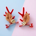 Pinzas de pelo navideñas con astas de reno rojas, orejas marrones y cascabeles - Astas de Reno Rojas Estilo 1