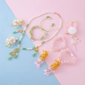 Traditional Hanfu jewelry set with flower hair clips and glowing bunny accessories - Combined Set (Without Bracelet)