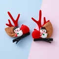 Pinzas de reno de Navidad con muñeco de nieve 3D y cascabeles para fiesta niñas - Astas de Reno Rojas Estilo 4