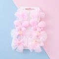 Set de 8 barrettes roses pour filles avec fleurs en tulle et papillons brillants - Série Rose