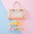 Kids hair accessory gift set with yellow unicorn elastics and rings in a pink gift box - Set 3 (Pink Orange Series)