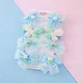 Lot de 8 barrettes à cheveux bleu clair avec papillons en tulle et perles pour filles - Série Bleue