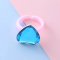 Anello regolabile rosa per bambine con gemma blu a forma di cuore in plastica - Anello Regolabile Cuore Blu