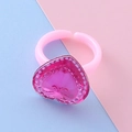 Anello a cuore per bambina con gemma magenta grande e bordi di finti diamanti - Anello Regolabile Cuore Rosso Rosa