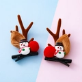 Pinzas de pelo navideñas con astas de reno marrones y pequeño muñeco de nieve, set de 2 - Astas de Reno Marrones Estilo 4