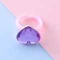 Anello da bambina a cuore con gemma viola e fascia rosa opaca regolabile - Misura Anello 4
